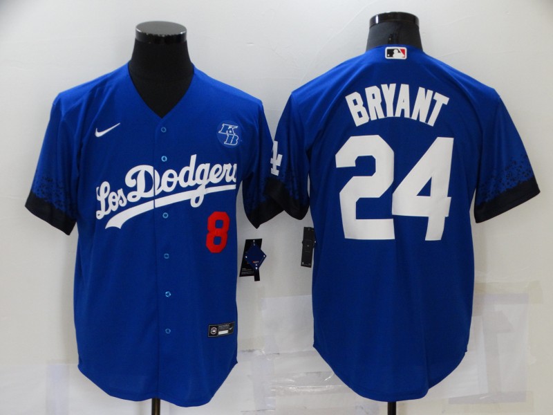 Men's Los Angeles Dodgers Front #8 Back #24 Kobe Bryant 2021 Royal City Connect Cool Base Stitched Baseball Jersey Men's Los Angeles Dodgers Front #8 Back #24 Kobe Bryant 2021 Royal City Connect Cool Base Stitched Baseball Jersey